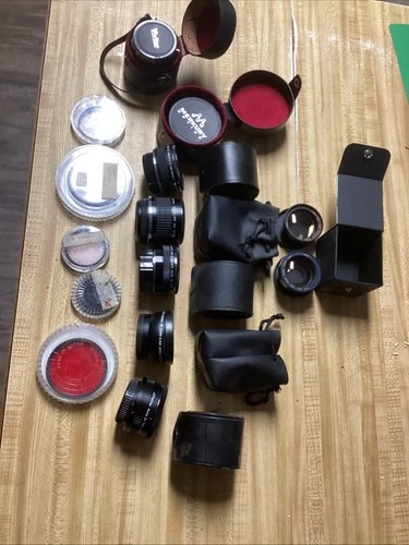 Lot of 9 Camera Lenses & 5 Filters - UNTESTED. Various Brands