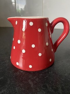 Lisa Stickley Cream/ Milk Jug Dotty Rose house And Home Red &white Dots