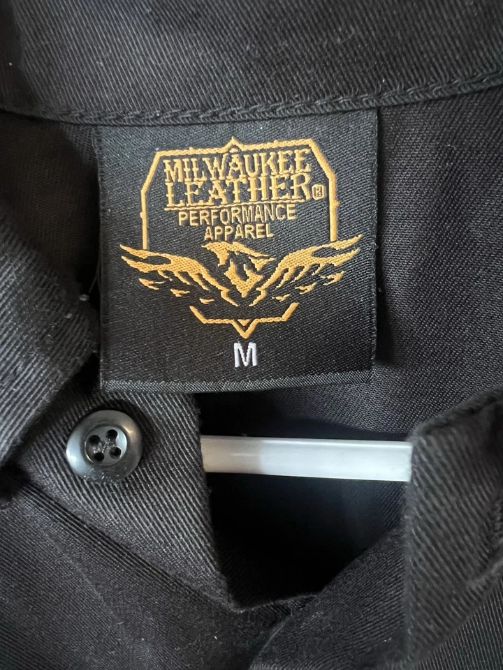 Milwaukee 皮革衬衫男式 M 骑行者纽扣衬衫哈雷风格 — 第 2/4 张图片