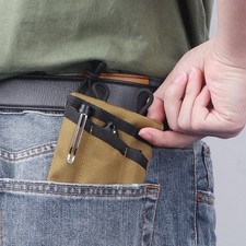 Khaki Mini Wallet Key Pen Organizer Card Case Knife Tool Flashlight Storage HG