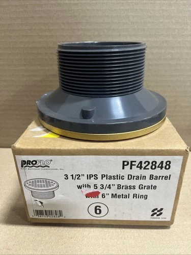 Proflo 3-1/2" IPS Adjustable Drain Barrel With 6" Brass Grate - PF42848 - Picture 2 of 2