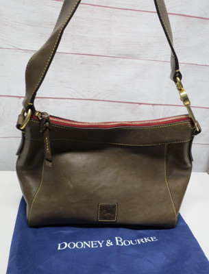 Dooney & Bourke Florentine Leather Large Cassidy Hobo Shoulder Bag Brown/Gray