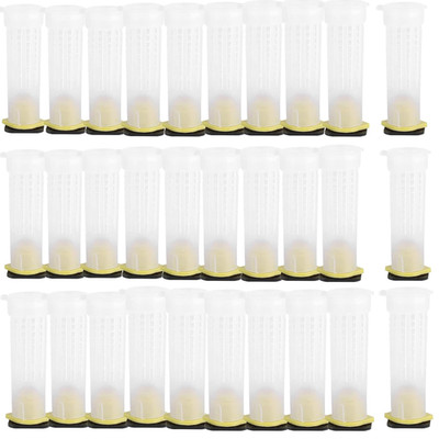 30Pcs Queen Bee Roller Cages -Plastic Beekeeping Rearing Cup Kit Queen Bee Rolle