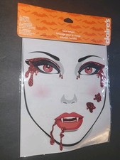 Vampire Halloween Face tattoos body art Blood gothic glitter red goth Costume