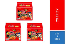 Samyang Buldak 2X Spicy Hot Chicken Flavor Ramen, (5Packs x 3)