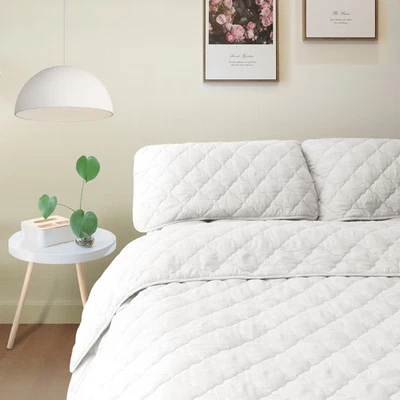 ALPHA HOME 3-Piece Bedding Quilt Set Duvet Cover with Diamond Embossed 68''x86'' Twin Size