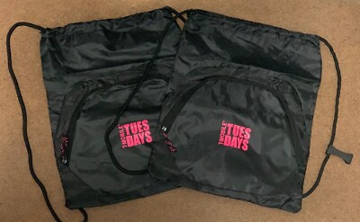 T Mobile Drawstring Backpack Drawstring Bookbag w/ Zipper & Strap Hook (Lot of 2