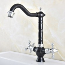 Black Silver Brass Swivel Kitchen Faucet Cross Handle Basin Mixer Sink Tap nf494