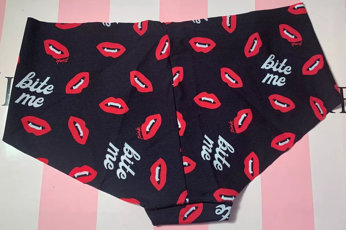 NWT VICTORIA'S SECRET PINK HALLOWEEN I BITE FANG VAMPIRE LIPS CHEEKSTER  PANTIES