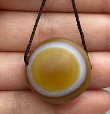 Collectible Genuine Ancient Tibetan Luk Mik Goat’s eye banded Agate stone Bead