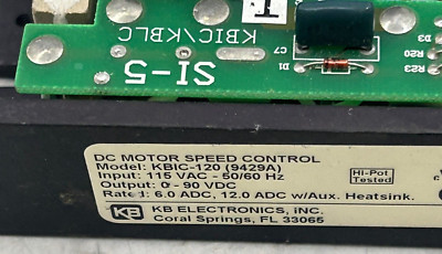 KB ELECTRONICS,INC. DC MOTOR SPEED CONTROL Model: KBIC-120 Pre-owned