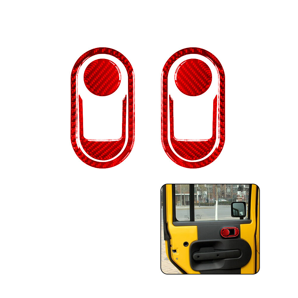 6PCS For Jeep Wrangler 2007-10 Carbon Fiber Interior Rear Door Handle Cover Trim