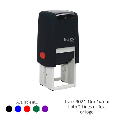Traxx 9021 14 x 14 mm - personalisierter selbstfärbender Logo-Treuestempel nach Maß