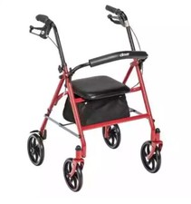 Drive Medical Four Wheel 7.5'' Rollator Rolling Walker Fold Up Removable Back