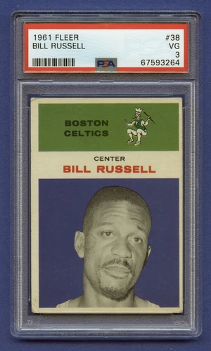 1961 BILL RUSSELL PSA 3 VG FLEER HOF BOSTON CELTICS GREAT SURFACE SHARP #38 RZC