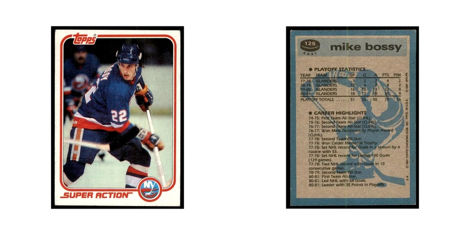 1981 Topps Mike Bossy Hockey Cards #E125 - Image 3 of 3