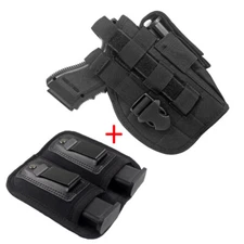 Tactical Molle OWB Gun Holster Belt Pistol Holder with Double Magazine Pouch 9mm