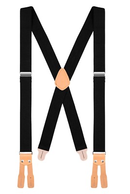 Buyless Fashion Button End Logger Men Suspenders 48'' Adjustable 1 1/4'' X Shape