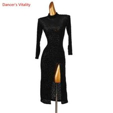 Latin Dance Female Adult Child Leopard Print Dress Long Sleeve Performance Skirt