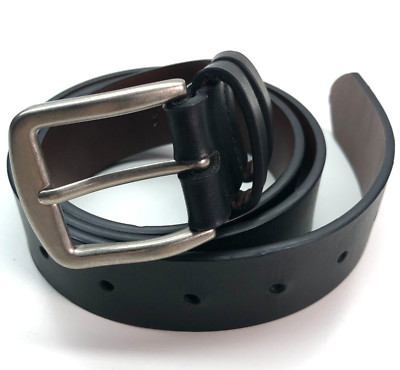 Unbranded Belt Black Mens Sz M 34-36 Faux Leather Silver Buckle Double Loop