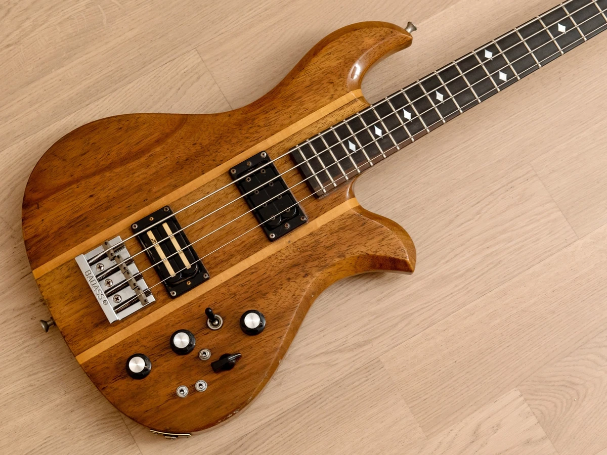 1977 BC Rich Eagle HH Vintage Neck Through Bass Koa w Flight Case