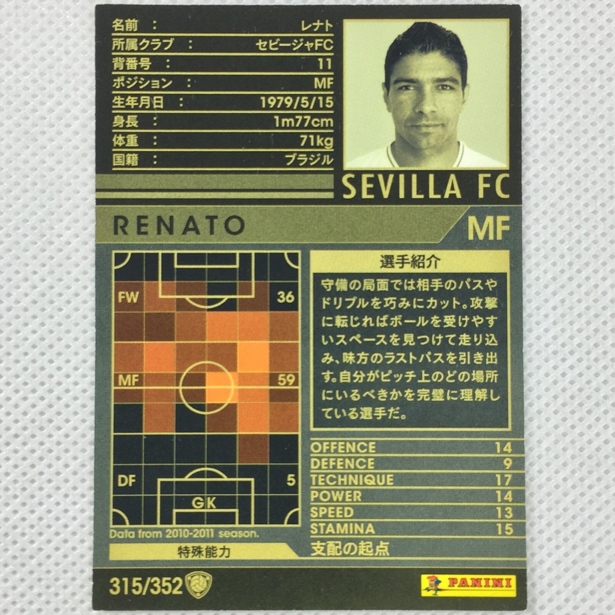Panini WCCF 2010-11 Renato Sevilla 315 Brazil Japan | eBay