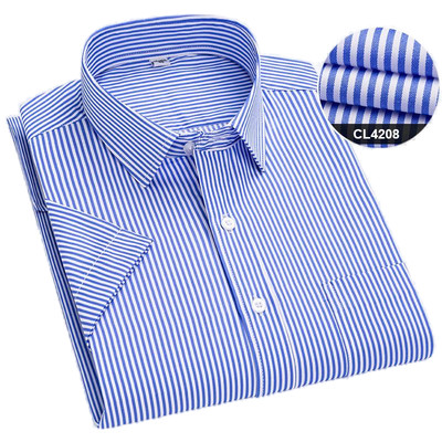 Mens Formal Shirts Office Short Sleeves Striped Bussiness Casual Summer Shirts