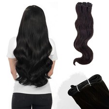 Human Hair extensions weft  Wavy  16  -28   Black, Brown, Blonde