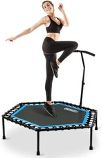 48" Silent Mini Trampoline with Adjustable Handle Bar Fitness Trampoline Bungee