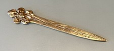 Vintage Antique Art Deco Face Brass Bronze Gold Letter Opener Desk Paper Knife