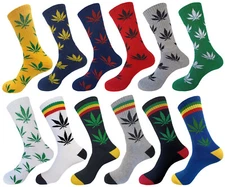 3PAIRS MARIJUANA WEED LEAF COTTON CREW SOCKS CANNABIS 10-13 TRUE TO SIZE 18 INCH