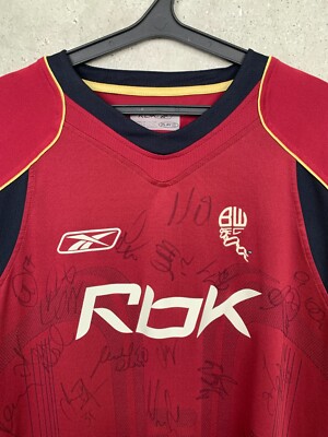 BOLTON WANDERERS 2006 2008 AWAY SIGNED FOOTBALL SHIRT REEBOK