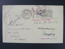 Warwood West Virginia WV 1912 4-Bar Cancel DPO 1910-14 Ohio County Postcard