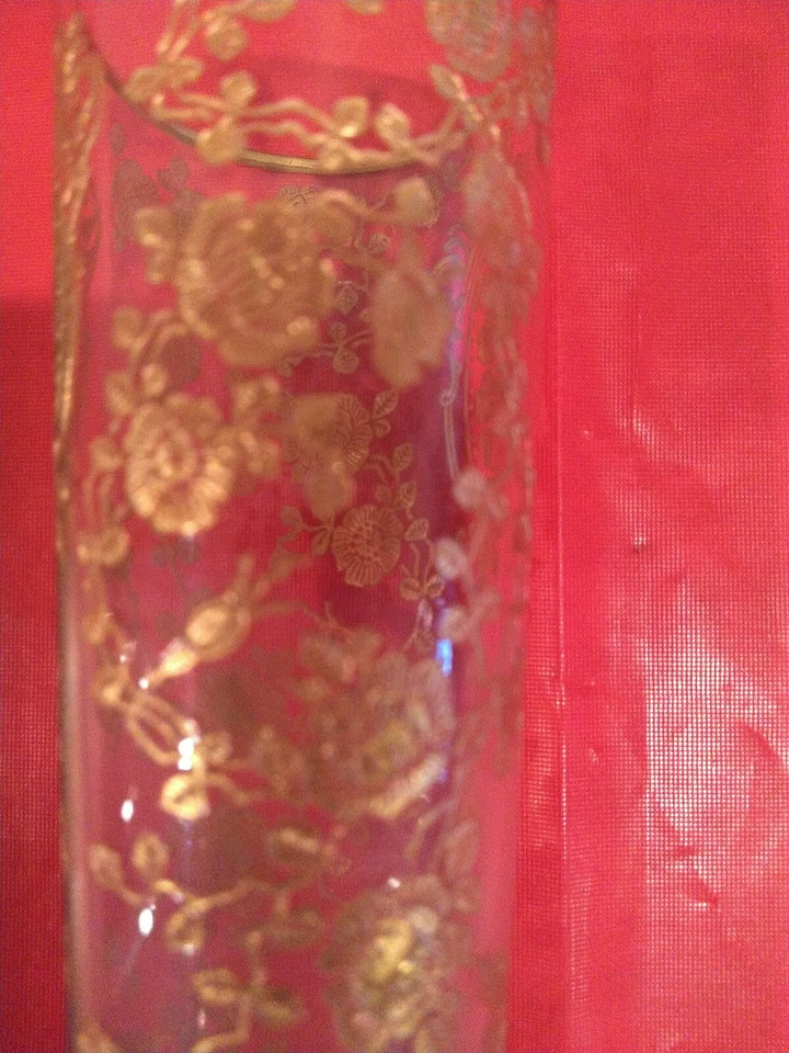 Vaso de flores decorativo de vidro com incrustação de ouro 10" - Imagem 2 de 4