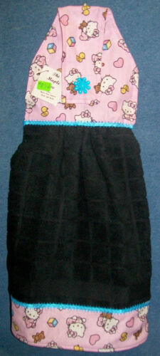 **NEW** Baby Hello Kitty ABC Blocks Black Hanging Kitchen Fridge Hand Towel #836 - Afbeelding 1 van 1