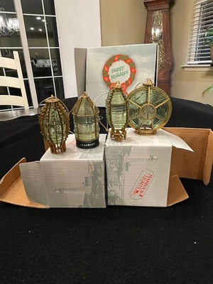 #ad Collectable Harbor Lights Fresnel Lens Replicas 2003 HL 716 Ornament set all box $175.00