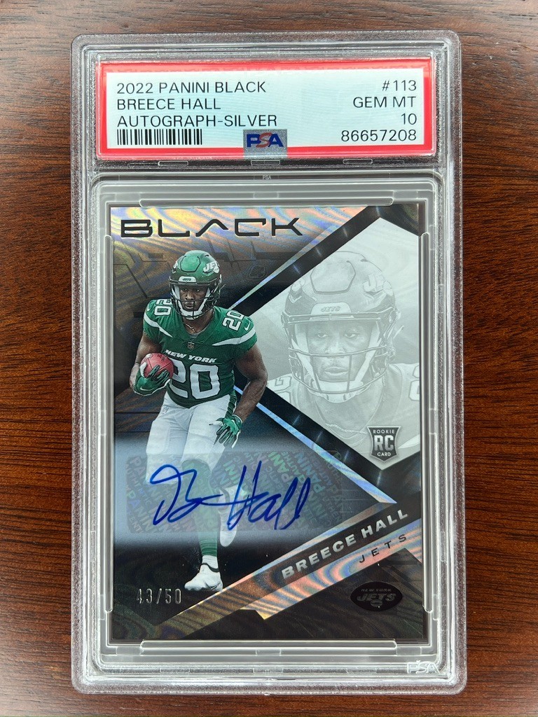 Breece Hall 2022 Panini Black RC Rookie #113 Autograph Silver /99 PSA 10 Pop 2