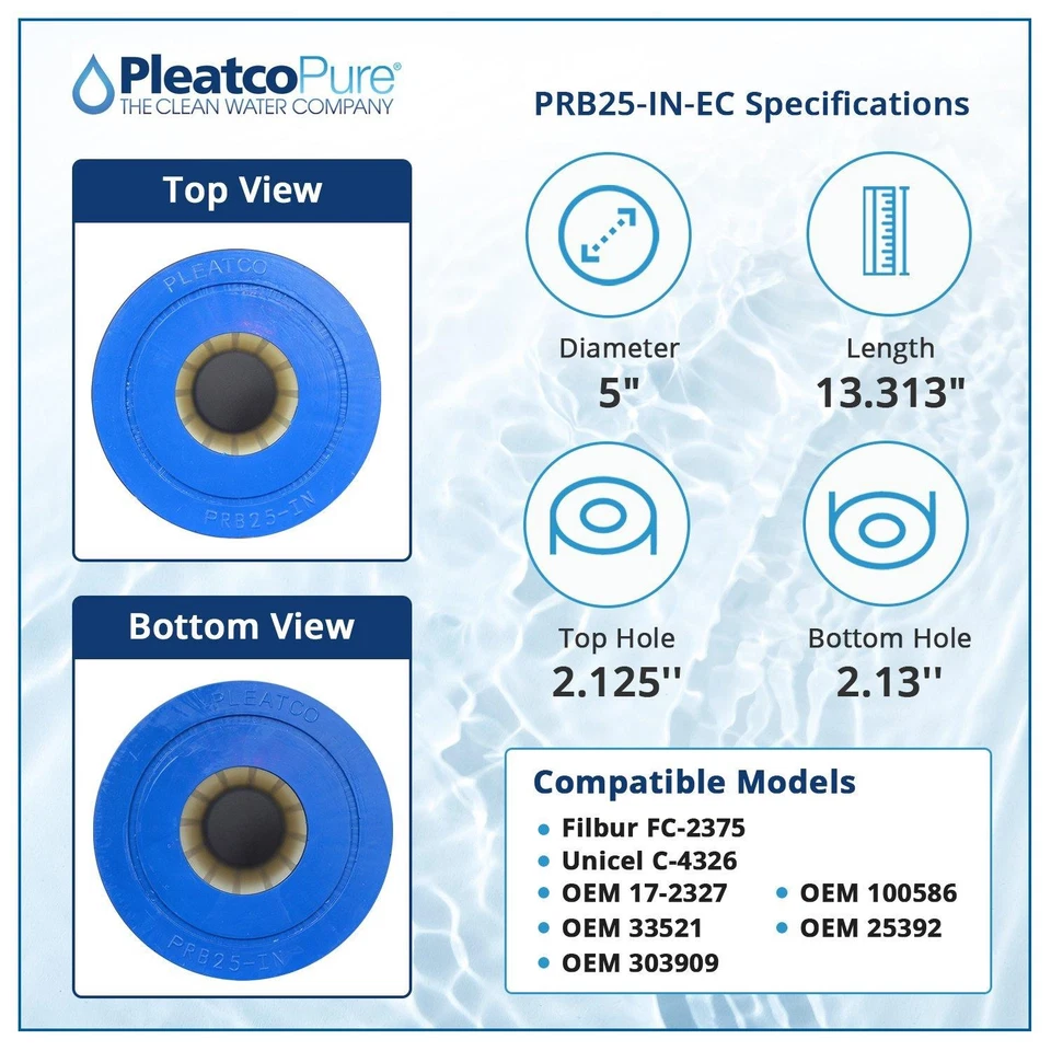 Pleatco PRB25-IN-EC Spa Filter Cartridge Replacement for Unicel: C-4326, Filbur: - Image 2 of 2