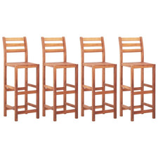 Bar Stools 4x Solid Acacia Wood Brown 40x36.5x110cm Backrest Outdoor Commercial