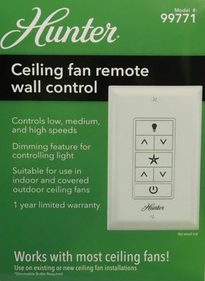 Hunter Ceiling Fan Remote Wall Control 99771 with Dimmer Wireless New Sealed