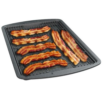 Cookie Sheet with Wire Rack Set 2-Piece Nonstick Gray Marble Carbon Steel Pan