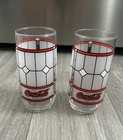 Vintage Coca-Cola Frosted Stained Glass Tiffany Style Drinking Glasses Set of 2