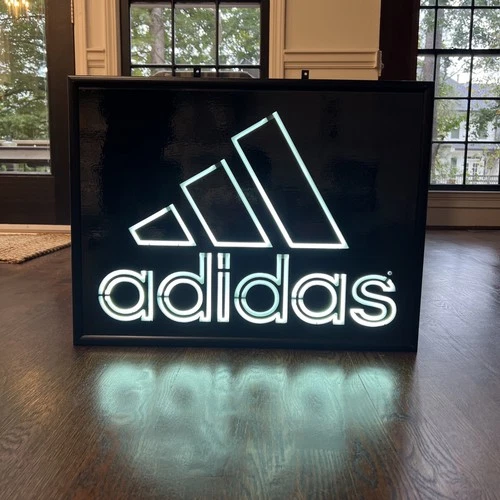 vintage adidas neon light up sign dealer store display 90s working