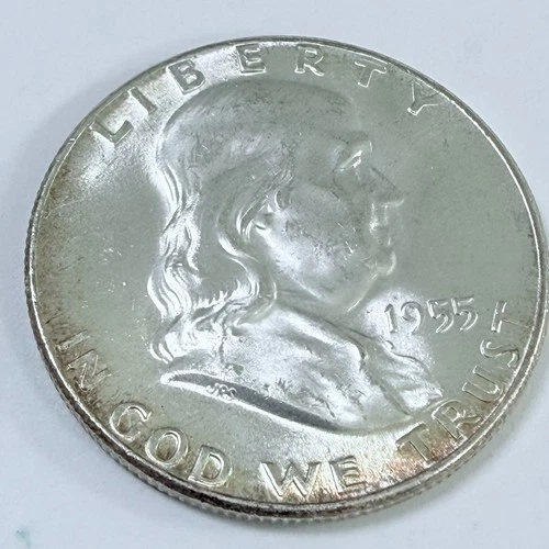 1955 P BEN FRANKLIN SILVER HALF DOLLAR, 90% SILVER FREE SHIPPING #7369