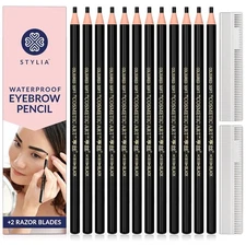 Stylia Waterproof Eyebrow Pencils For Women – Long-Lasting Microblading Black 