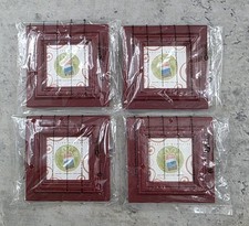 4x Creative Memories Mini Photo Frame Ornaments Dark Red 3"x3" Christmas NEW