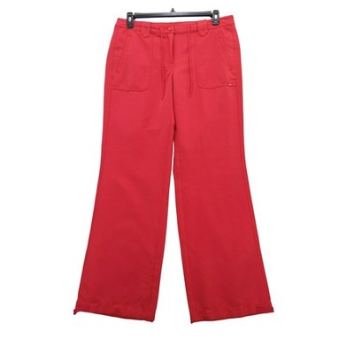 s.Oliver Trousers Women 13 Red Wide Leg Mid Rise Flap Pocket Thalia