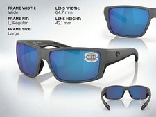 Costa Del Mar Reefton Pro sunglasses matte gray frame blue mirror 580 glass lens