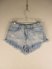 Womens Denim Shorts Size S Light Wash High Rise Frayed Hem Distressed Ripped