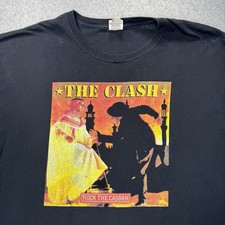 VTG The Clash Rock the Casbah T-Shirt Mens 2XL Black Fruit of the Loom Tag Y2K